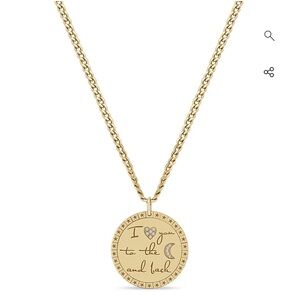 Zoe Chicco 14K LARGE "I LOVE YOU TO THE MOON & BACK" MANTRA CURB CHAIN NECKLACE